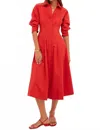 Simkhai Jazz Pintuck Midi Dress In Crimson In Red