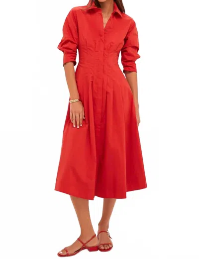Simkhai Jazz Pintuck Midi Dress In Crimson In Red