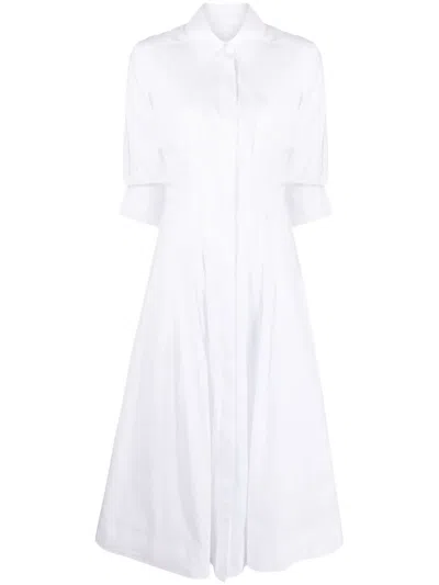 Simkhai Jazz Pleated Cotton-blend Poplin Midi Shirt Dress In White