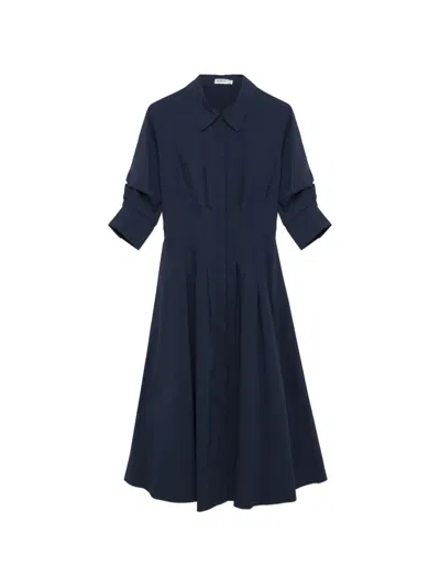 Simkhai Jazz Pintucked Cuffed Midi Dress In Blue