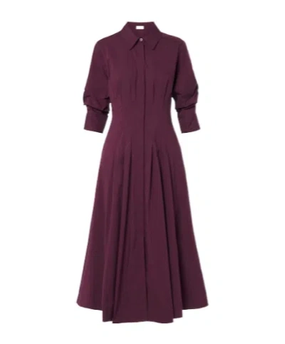 Simkhai Jazz Pleated Cotton Poplin Shirt Dress In Burgundy