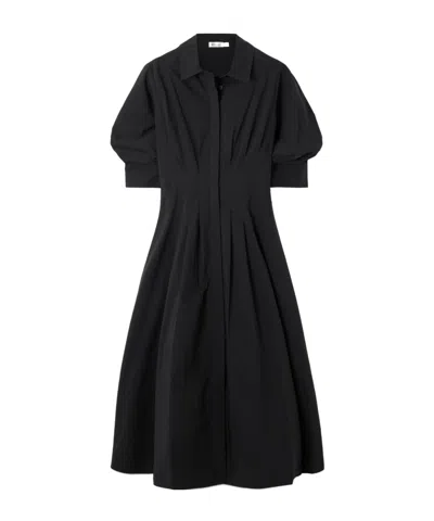 Simkhai Jazz Pleated Cotton-blend Poplin Midi Shirt Dress In Black