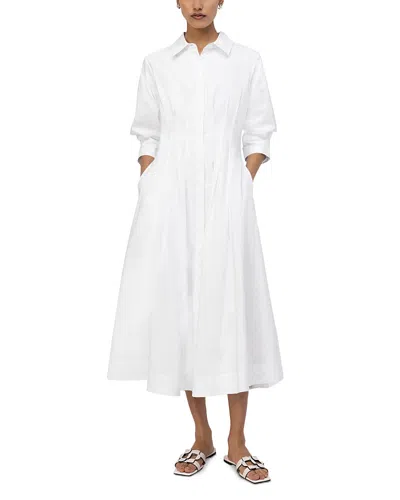 Simkhai Jazz Pleated Cotton-blend Poplin Midi Shirt Dress In White