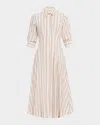 Simkhai Jazz Stripe Pintuck Midi Shirtdress In Neutral
