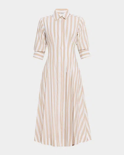 Simkhai Jazz Stripe Pintuck Midi Shirtdress