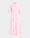 Simkhai Jazz Stripe Pintuck Midi Shirtdress In Pink