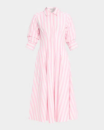 Simkhai Jazz Stripe Pintuck Midi Shirtdress In Multi