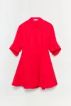Simkhai Jazzie Pleated Cotton-blend Poplin Mini Shirt Dress In Red