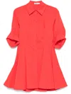 Simkhai Jazzie Pleated Cotton-blend Poplin Mini Shirt Dress In Red