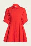 Simkhai Jazzie Pleated Cotton-blend Poplin Mini Shirt Dress