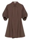 Simkhai Jazzie Short Sleeve Mini Dress In Chocolate In Brown