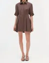 Simkhai Jazzie Short Sleeve Mini Dress In Chocolate In Brown