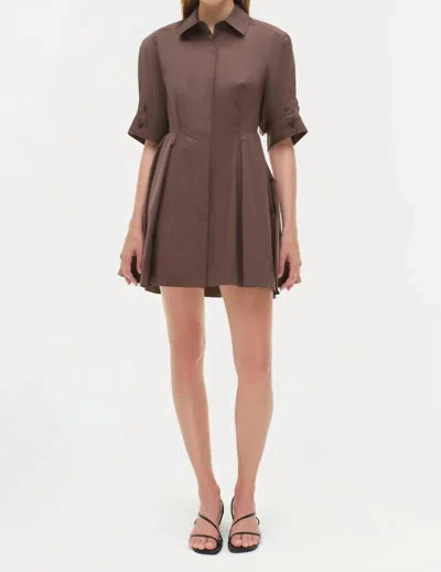 SIMKHAI JAZZIE SHORT SLEEVE MINI DRESS IN CHOCOLATE
