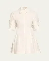 Simkhai Cleo Puffball Mini Shirtdress In White