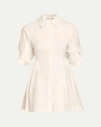 Simkhai Cleo Puffball Mini Shirtdress In White