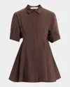 Simkhai Jazzie Short Sleeve Mini Dress In Chocolate In Brown