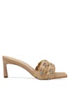 Simkhai Jena Crystal-embellished Raffia Sandals In Brown