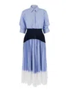 Simkhai 'jenella' Light Blue Long Dress With Classic Collar And Striped Motif In Light Blue