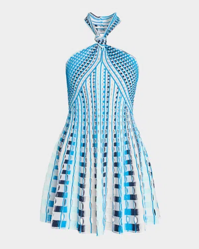 Simkhai Jenna Eyelet Halter Mini Dress In Blue