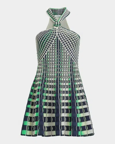 Simkhai Jenna Eyelet Halter Mini Dress In Green
