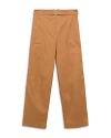 Simkhai Jenny Belted Relaxed Straight Crop Pants In Hickory