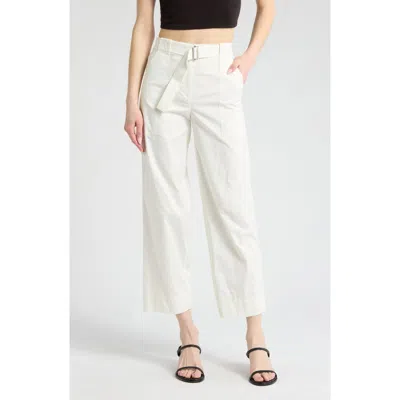 Simkhai Jenny Belted Wide Leg Crop Pants In White