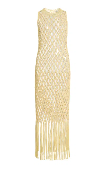 Simkhai Jensen Macrame Midi Cover-up Dress In Yellow
