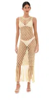Simkhai Jensen Macrame Midi Dress Buttercream In Yellow