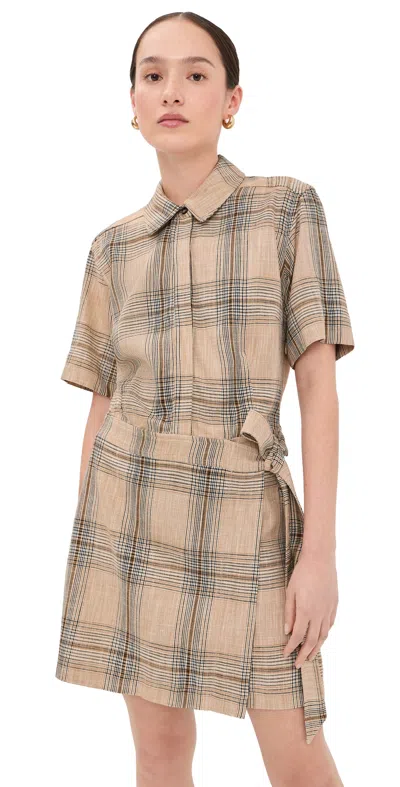 Simkhai Jensen Wrap Dress In Rattan Plaid In Multi