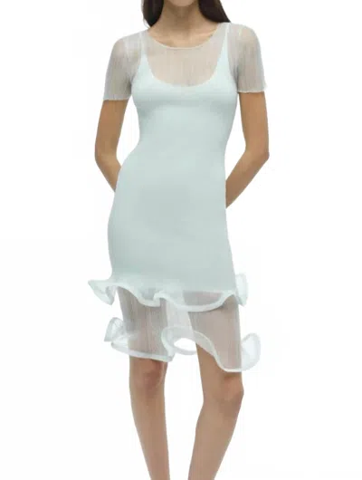 SIMKHAI JETT SHEER MINI DRESS IN SEAFOAM