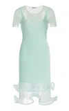 Simkhai Jett Sheer Plissé Mini Dress In Blue