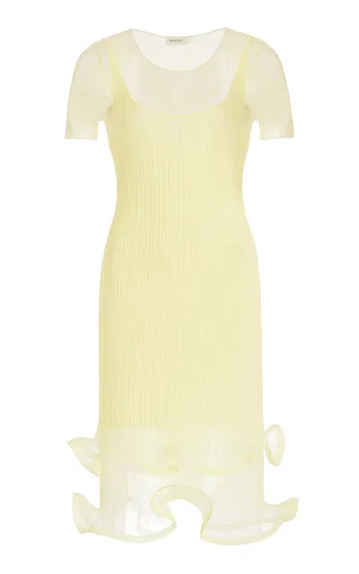Simkhai Women's Jett Sheer Plissé Ruffle Mini Dress In Yellow