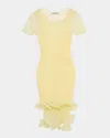 Simkhai Jett Short-sleeve Ruffle Dress In Buttercream