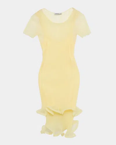 Simkhai Jett Short-sleeve Ruffle Dress In Yellow