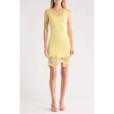 Simkhai Jett Short Sleeve Ruffle Dress In Yellow