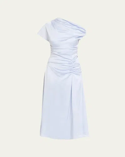 Simkhai Joanna Asymmetric Satin Midi Dress In White