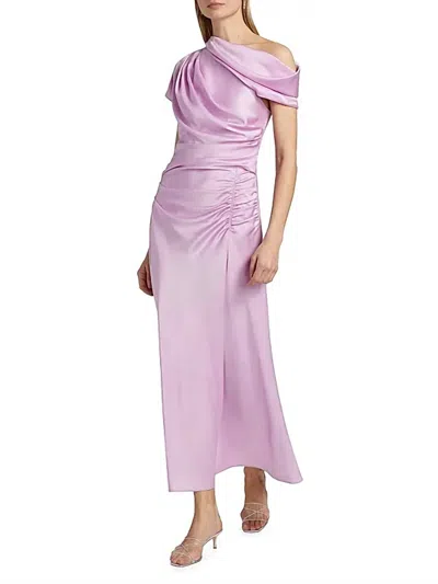 Simkhai Joanna Asymmetrical Shoulder Midi Dress In Orchid In Pink