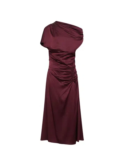Simkhai Joanna Ruched One-shoulder Midi Dress In Brown