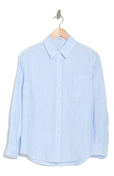 Simkhai Johanna Linen Button-up Shirt In French Blue Stripe