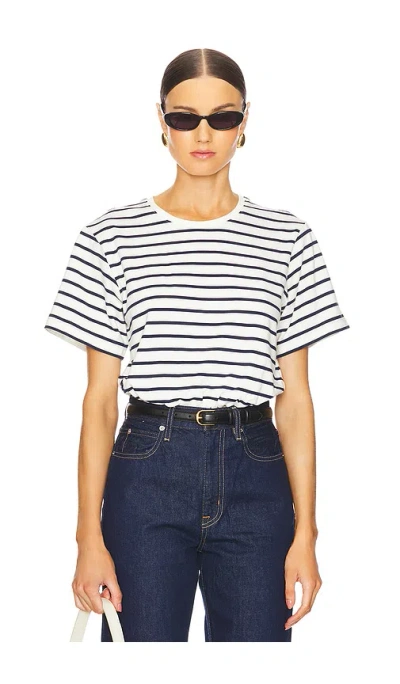 Simkhai Jojo Short Sleeve Cropped Tee In Midnight Stripe