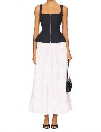 Simkhai Zayla Black And White Dress With Pleated Skirt And Squared Neckline In Tech Fabric Woman
