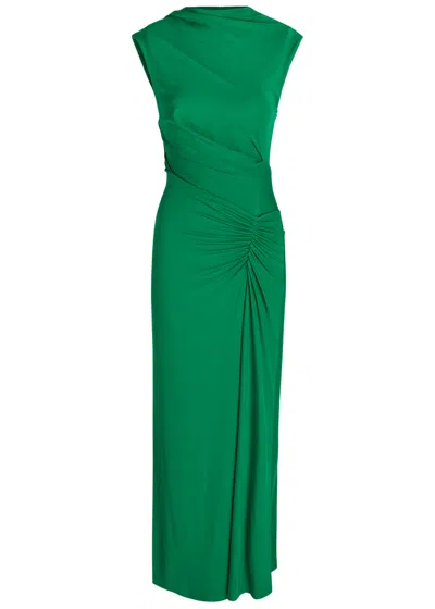 Simkhai Jonathan  Acacia Draped Jersey Maxi Dress In Green