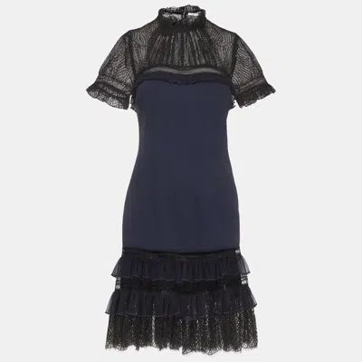 Simkhai Jonathan  Blue Tulle And Crepe Mini Dress