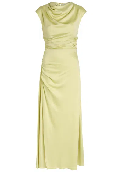 Simkhai Jonathan  Burke Draped Satin Midi Dress In Yellow