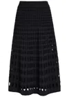 Simkhai Jonathan  Drue Textured Cut-out Knit Midi Skirt In Black