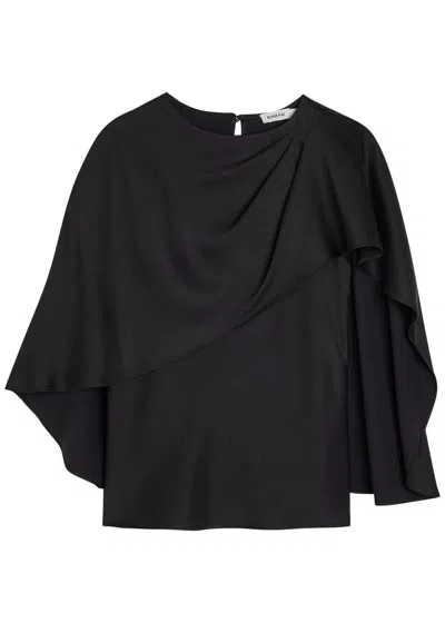 Simkhai Jonathan  Eliora Cape-effect Satin Top In Black