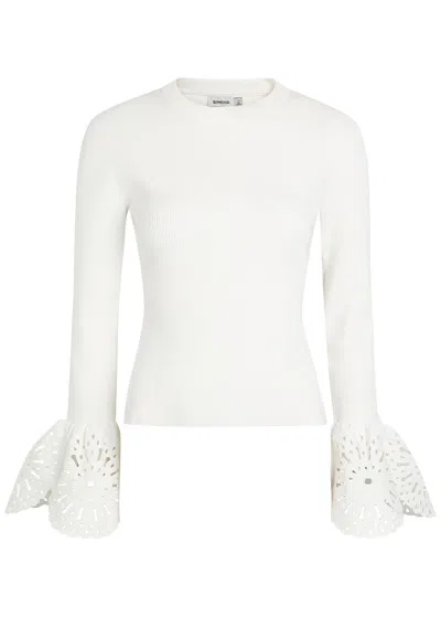 Simkhai Jonathan  Elyse Cutwork Stretch-knit Top In White