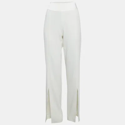 Simkhai Jonathan  Ivory Satin Trim Crepe Flared Trousers In White