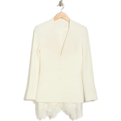Simkhai Jonathan  Lace Trim Combo Crepe Basque Jacket In White