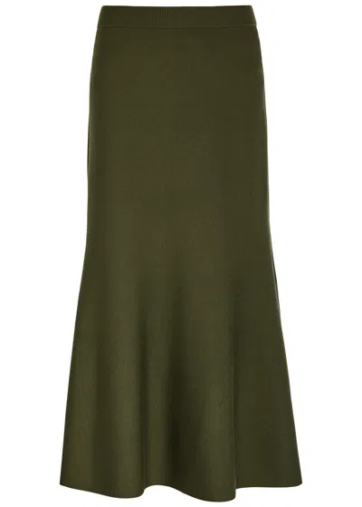 Simkhai Jonathan  Layne Ribbed Merino Wool Midi Skirt In Green